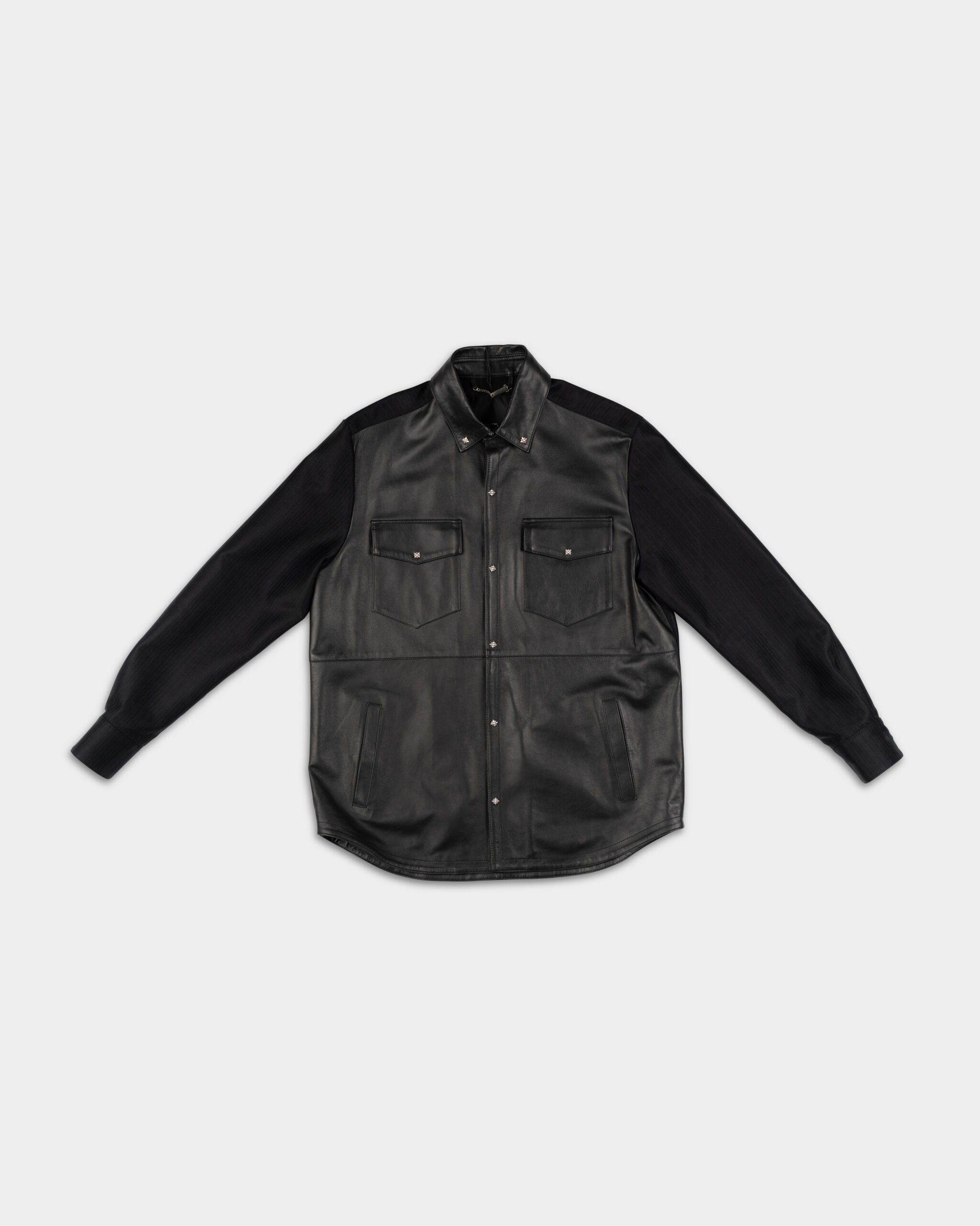 John Richmond Men's Real Leather Sidami Shirt RMP25314CA Black