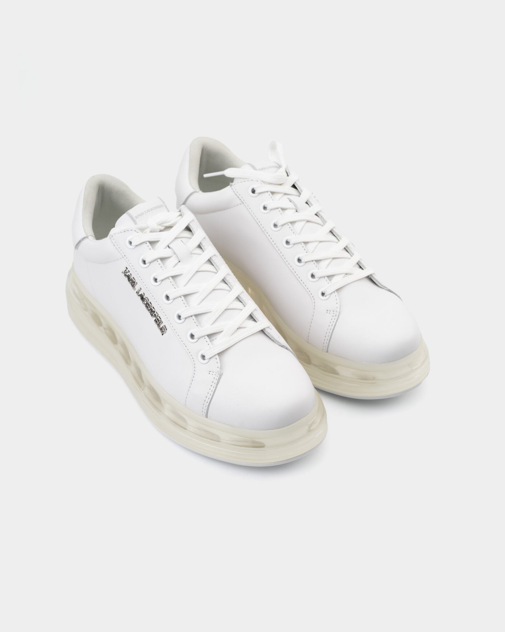 (Core) Karl Lagerfeld Men's Kapri Kushion Lo Lace Shine White Textured Lthr Mono KL52625A 11W