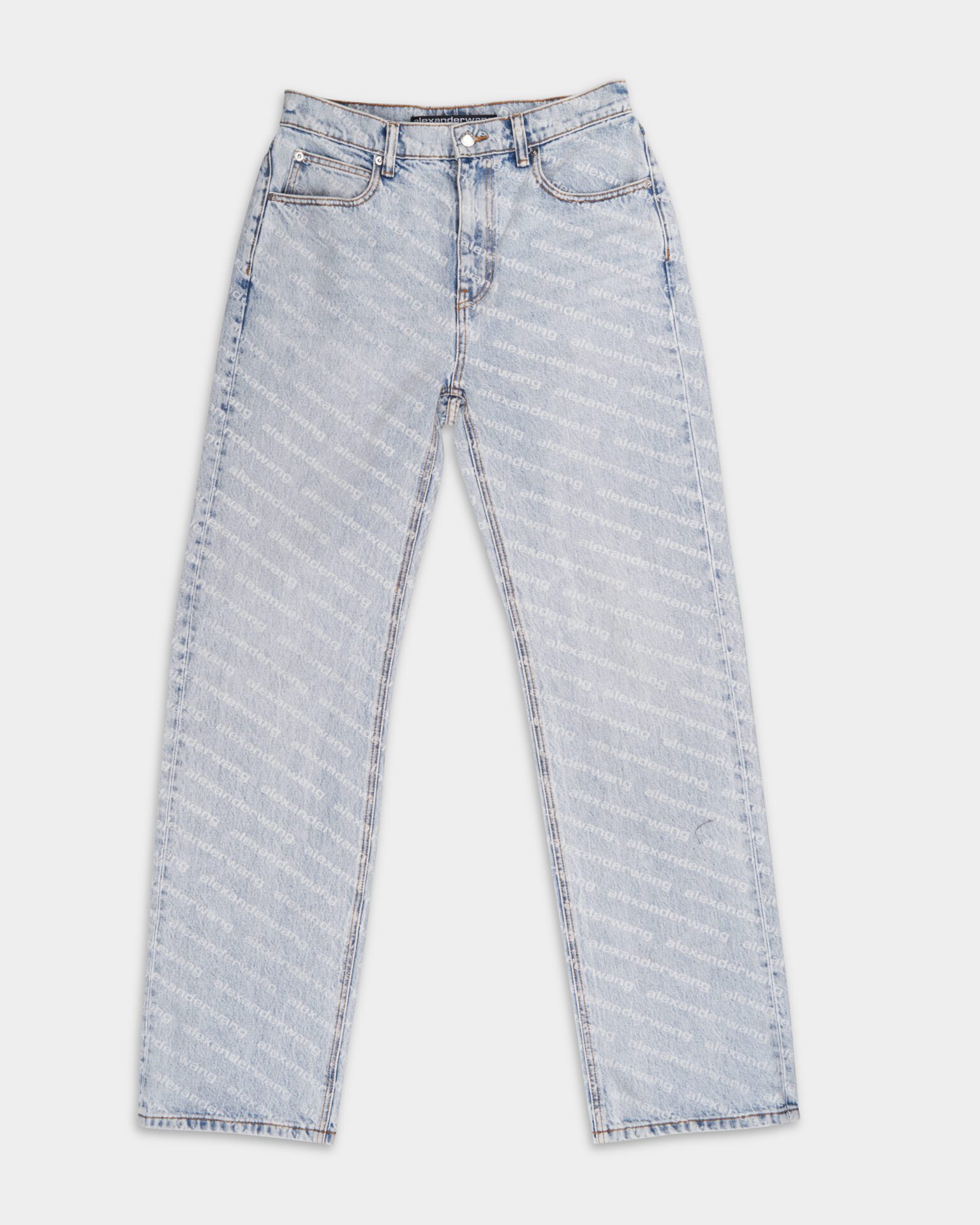 Alexander Wang Ladies Mid Rise Relaxed Pants Pebble Bleach