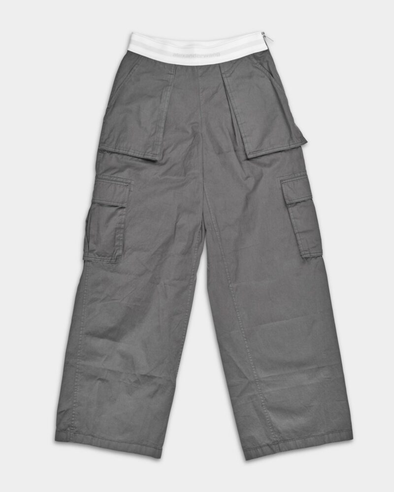 Alexander Wang Ladies Mid Rise Cargo Rave Pant w/ Logo Elastic Off 1WC2244724 012A