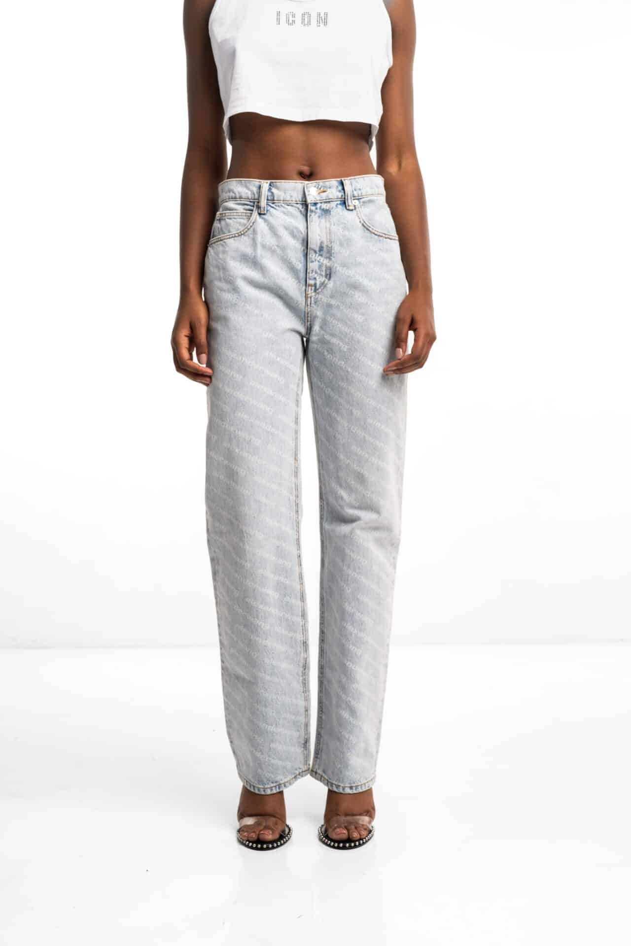 Alexander Wang Ladies Mid Rise Relaxed Pants Pebble Bleach