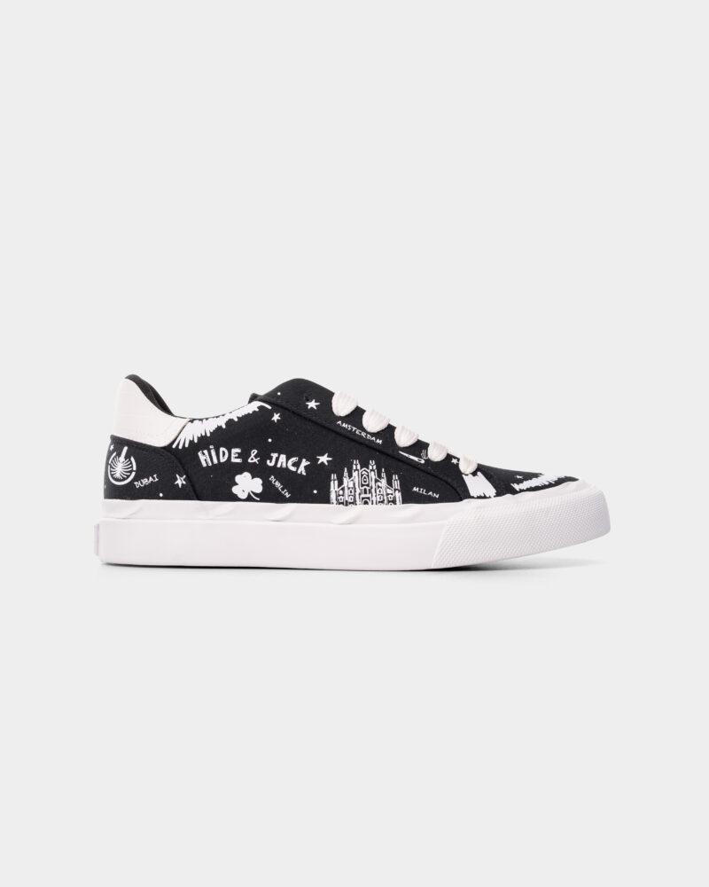 Hide & Jack Men's Low Top Sneaker Vulcanized Black White DSERL BLKWHT