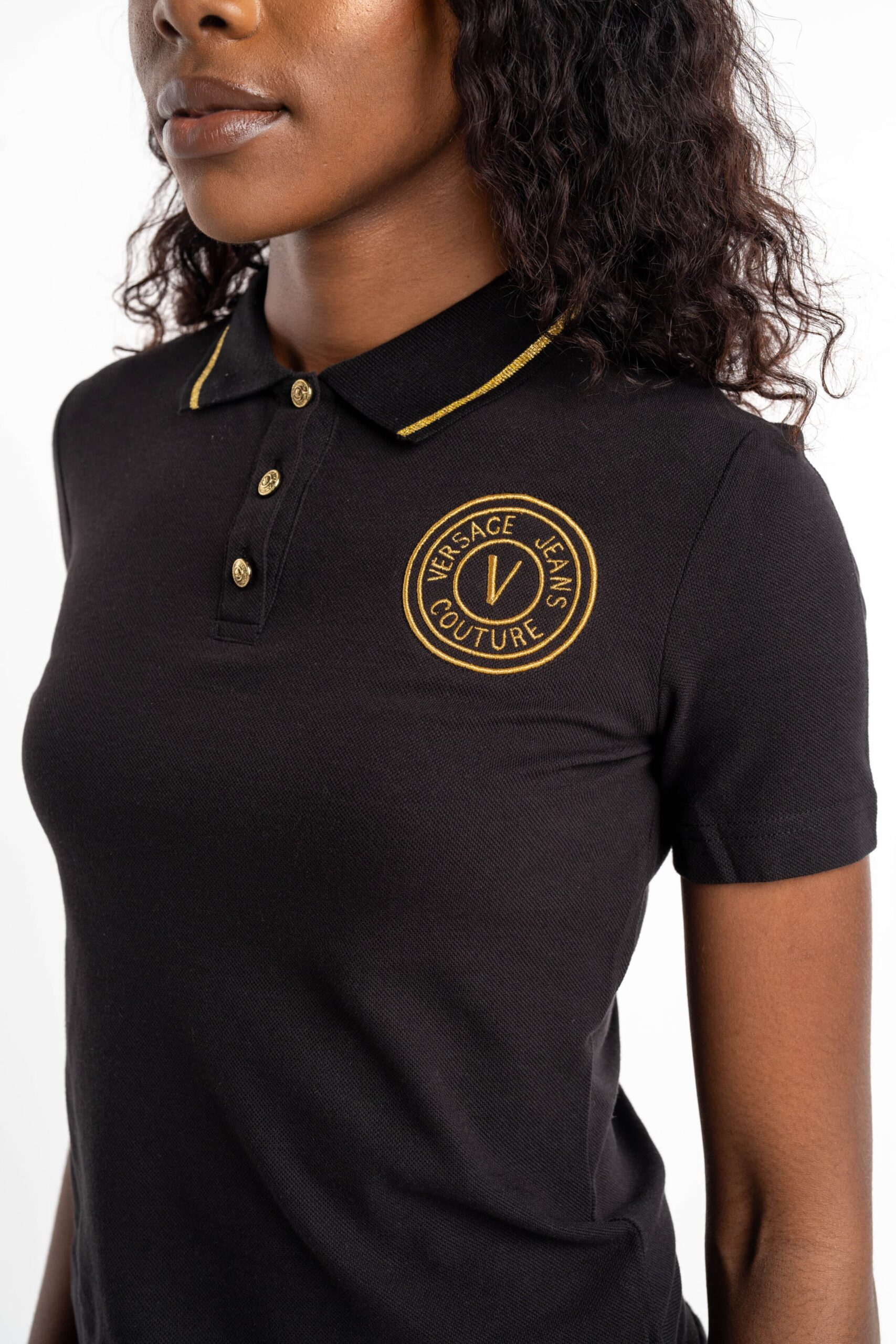 Versace Jeans Ladies Embroidered Cotton Polo T Shirt