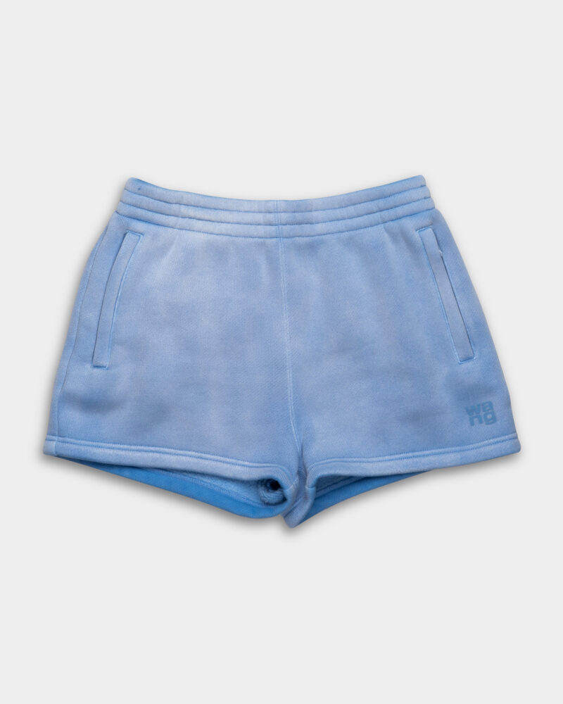 Alexander Wang Essential Terry Sweatshort w/ Puff Paint Logo Washed Pale Blue 4CC3244404 450B