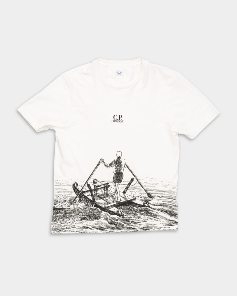 CP Company Short Sleeve T Shirt Gauze White 18CMTS318A005431G 103
