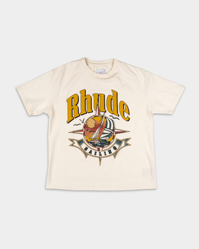 Rhude Men's Port De Rhude Tee Vintage White RHSS25TT01012 0241