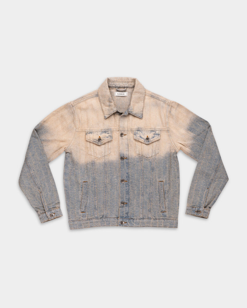 Flaneur Faded Tweed Denim Jacket Light Blue F15101