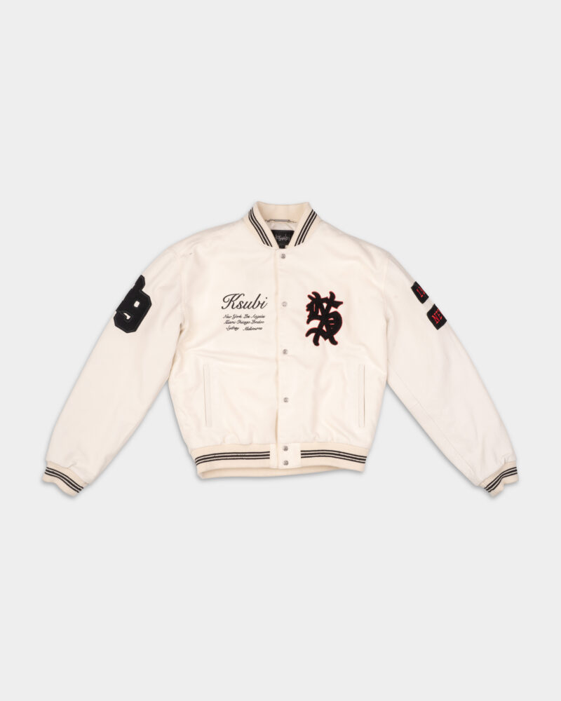 Ksubi Men's Knitted Playoff Varsity Jacket Ecru MSP25JK007 BEI