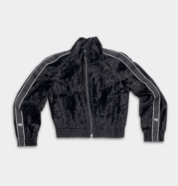 Alexander Wang Cropped Track Jacket w/ Logo Webbing Black 4WC1252116 001