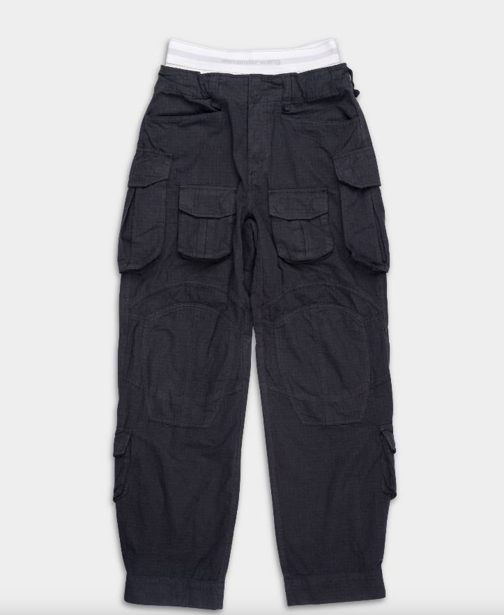 Alexander Wang Pre Styled Cargo pant w/ Logo Elastic Asphalt 4DC1254519 028