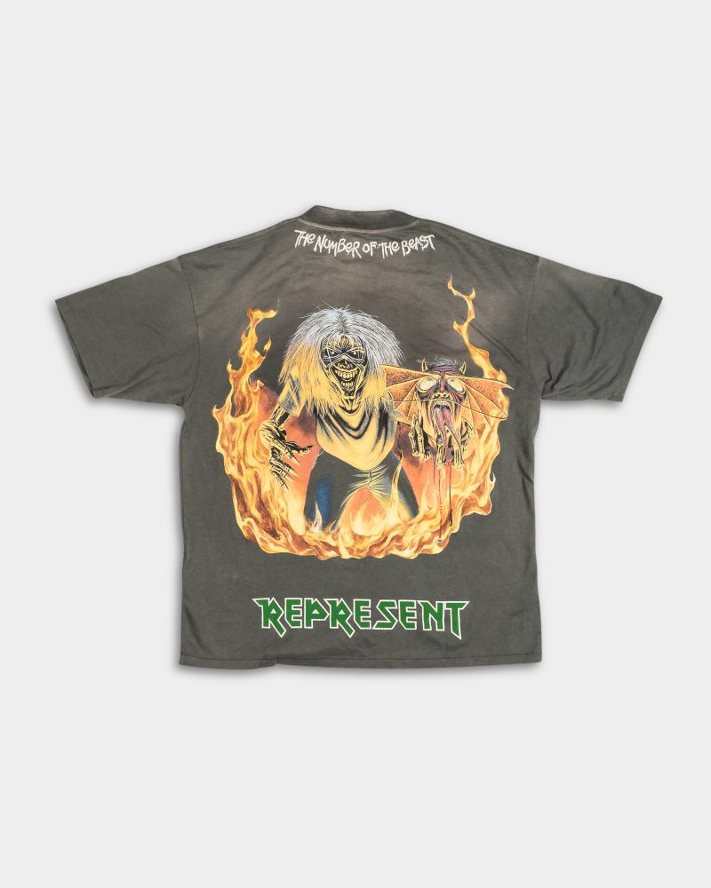 Represent Men's Iron Maiden x Number of Beast T Shirt MLM100583-46 Sunfade Grey
