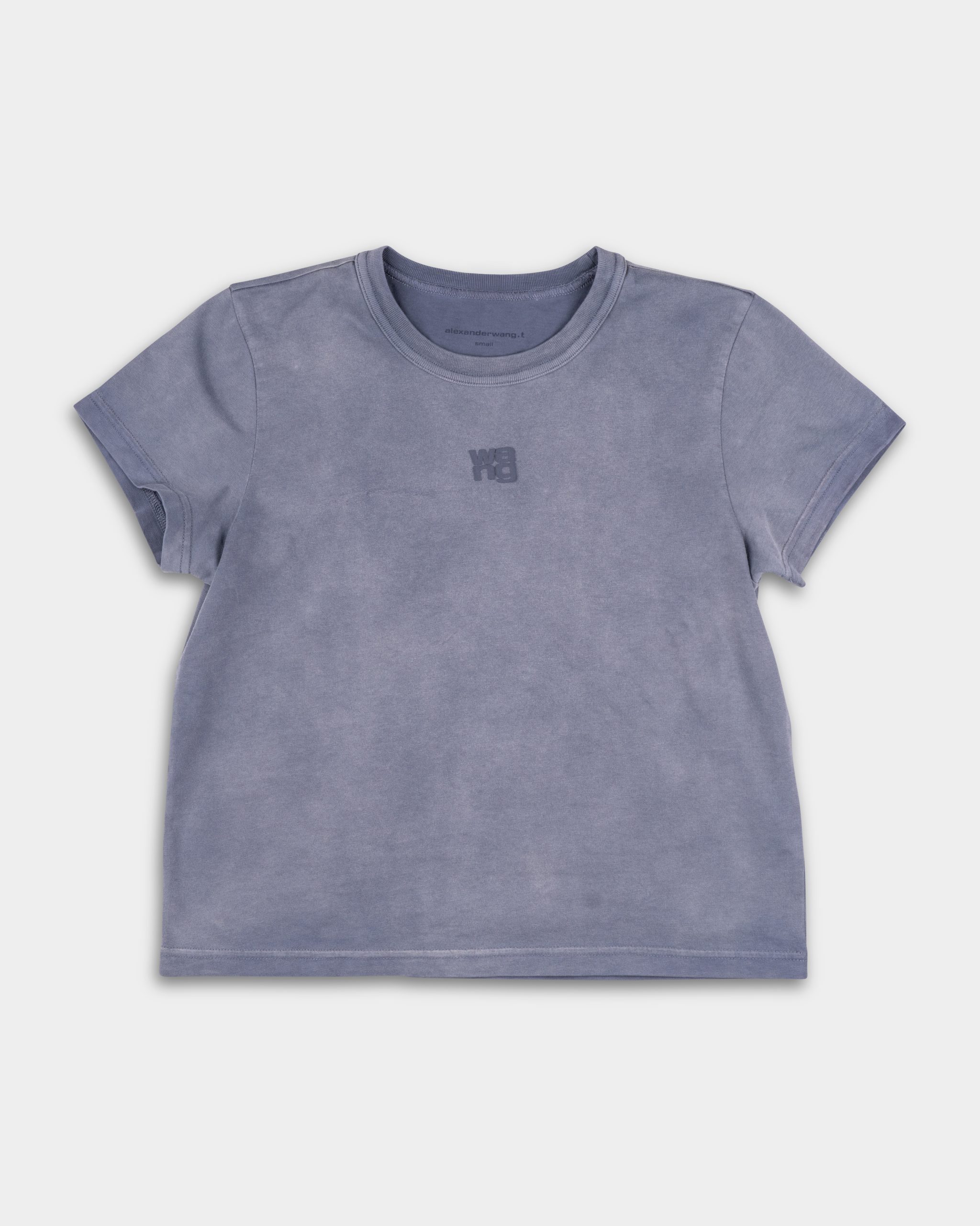Alexander wang acid wash puff logo tee 青 Alexander wang acid wash puff logo tee 青