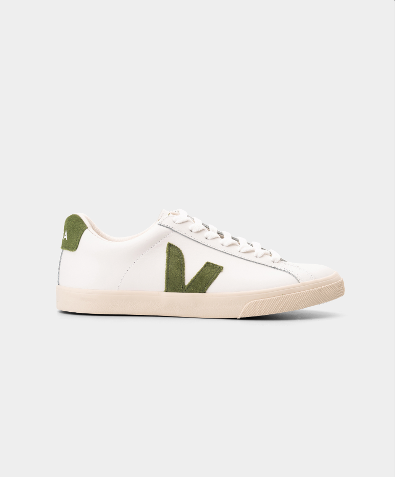 Veja Ladies Esplar Logo Leather Sneaker EO0203881A Extra White Kiwi