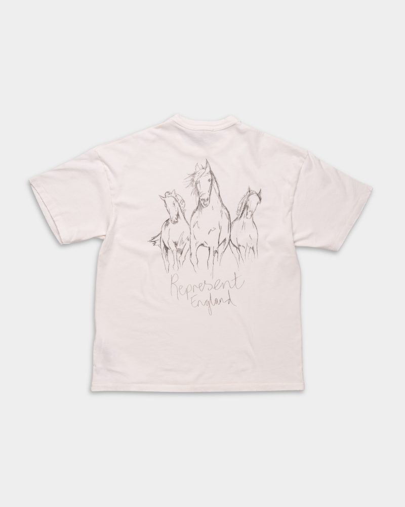 Represent Men's Hand Drawn Thoroughbred Horse T Shirt | MLM100730-72-Flat White