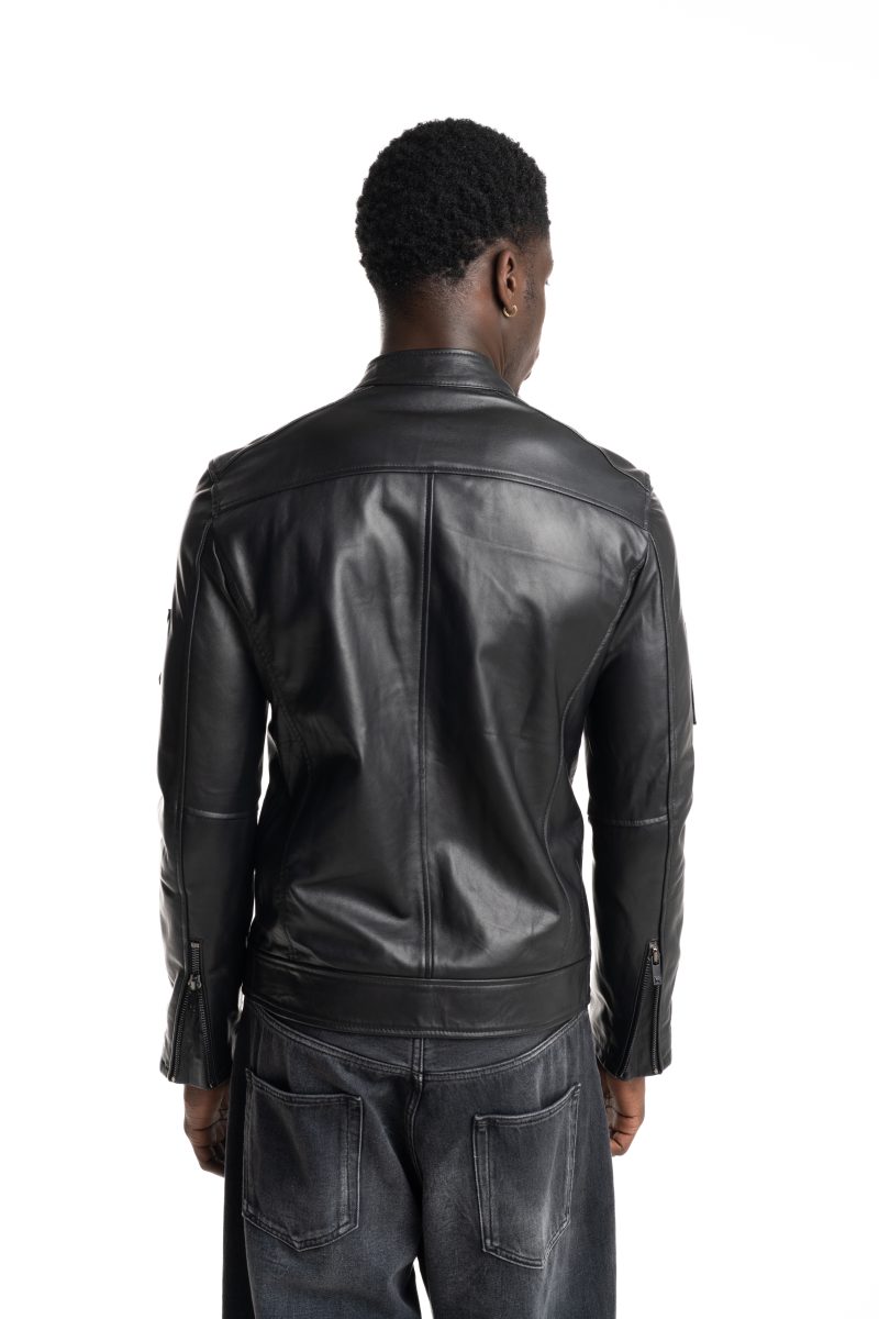 John Richmond Men’s Real Leather Bomber Mavis | UMA25453GB3C-Black ...