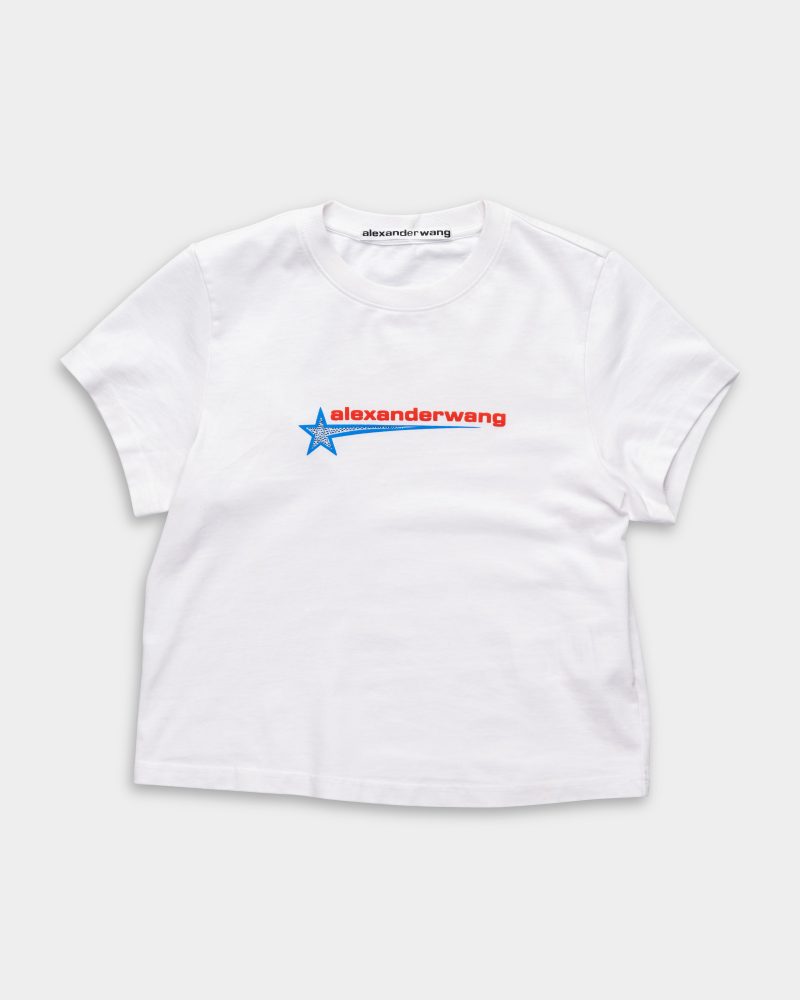 Alexander Wang Shrunken T Shirt w/Graphic White | 1CC4251155-100
