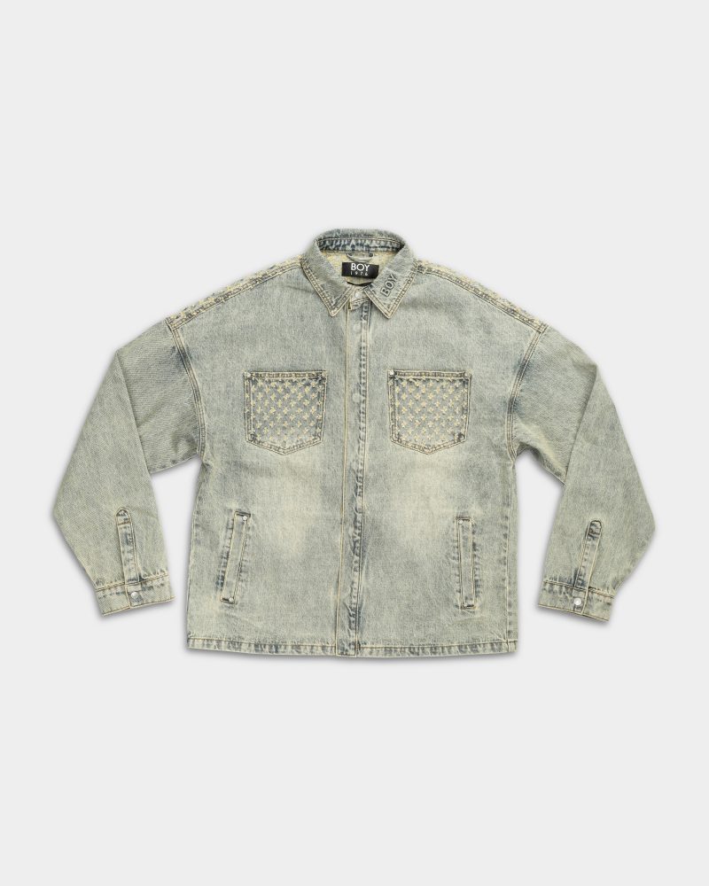 BOY London Men's Laser Distressed Denim Jacket Blue |
