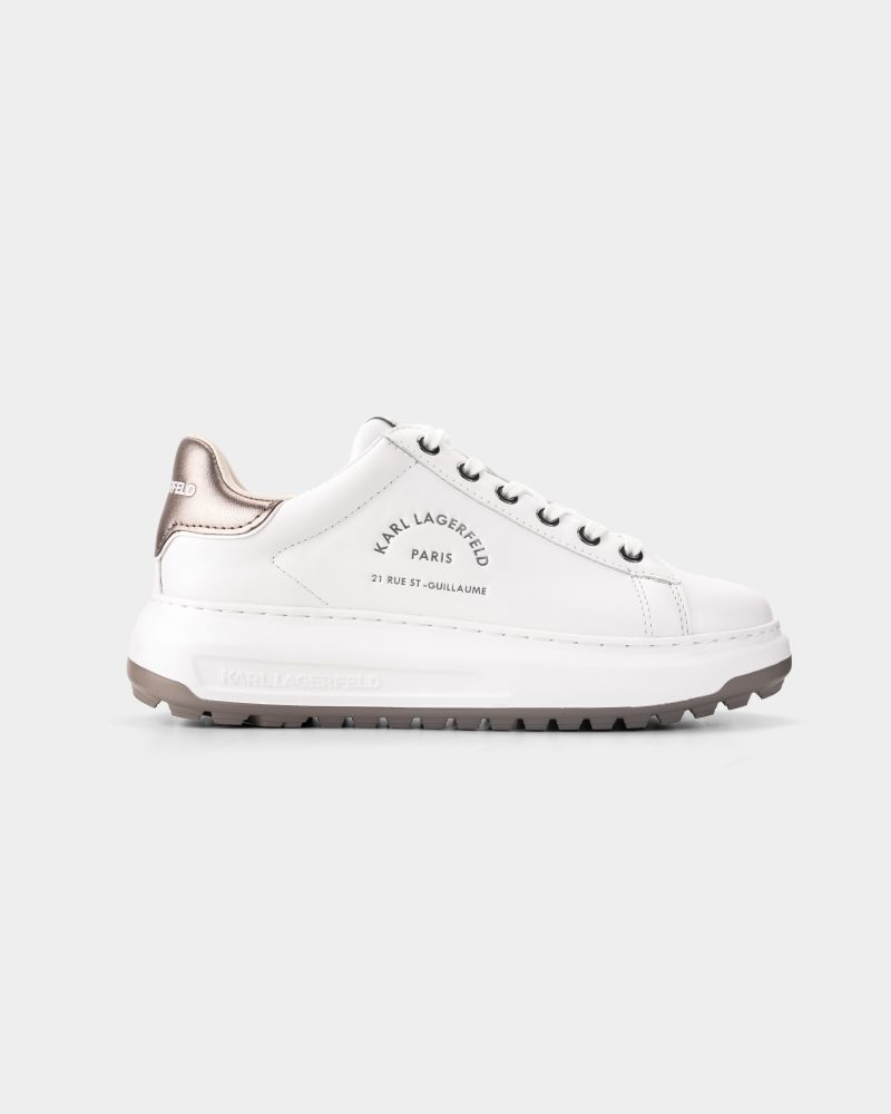 Karl Lagerfeld Ladies Kapri Lug Maison Lace White Lthr w/Silver | KL67538-01S