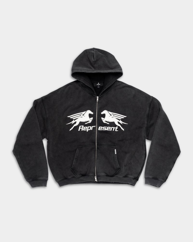 Represent Men's Pegasus Zip Through Hoodie | MLM100687-47-Vintage Grey