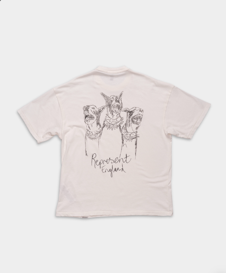 Represent Men's Hand Drawn Thoroughbred Dogs T Shirt | MLM100383-72 Flat White