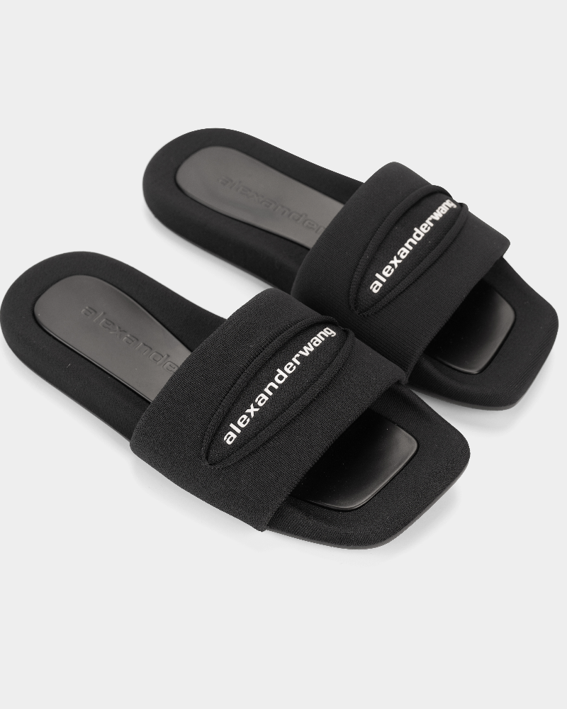 Alexander Wang Slash Knit Pool Slide Black | 30126S006-001