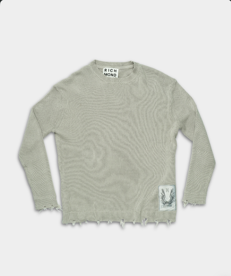 John Richmond Men's Budruk Sweater (Crew Neck) | UMP26231MAGD-Grey Circular
