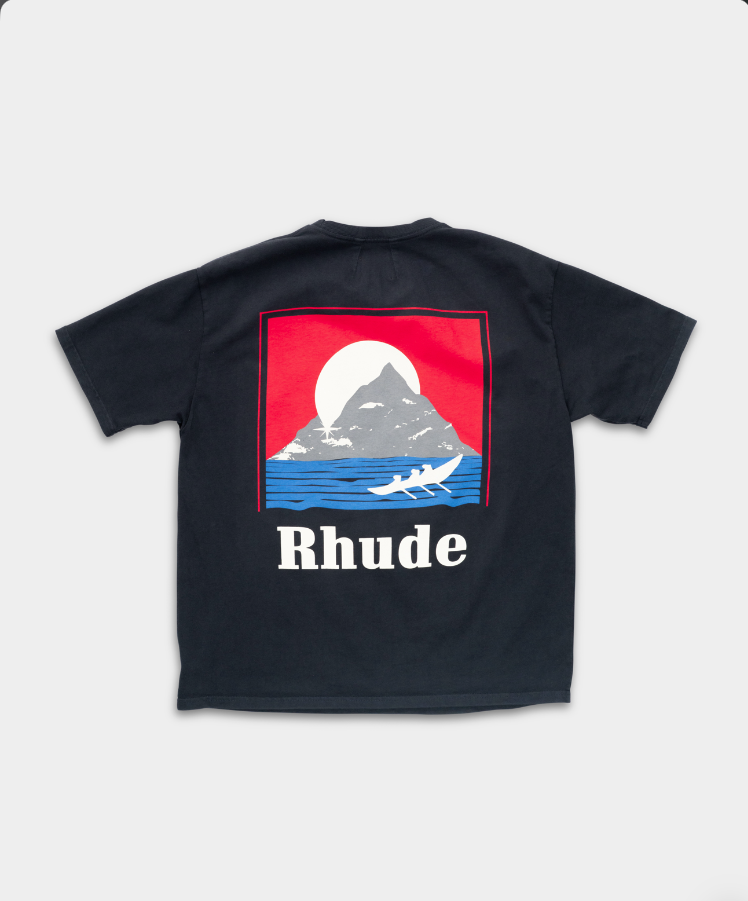 Rhude Men's Moonlight Regatta Tee Vintage Black/Red/Blue | RHPS26TT18012-6011