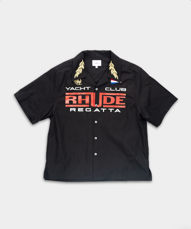 Rhude Men's Regatta Club Shirt Black/White/Yellow/Red | RHPS26SR04012-6019